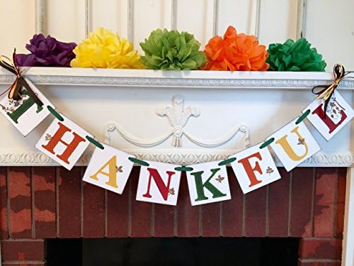 Thanksgiving Decorations - Thanksgiving Banner - Fall Decorations - THANKFUL Banner - Fall Mantle Garland - Family Photo Prop