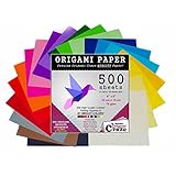 Origami Paper 500 Sheets, Premium Quality for Arts and Crafts, 6-inch Square Sheets, 20 Vivid Colors, Same Color on Both Sides, 100 Design E-Book Included (See back of the cover for download info)