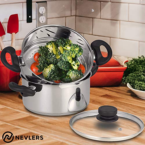 Nevlers Stainless Steel 2.8 Liter Steamer Pot with 1.9 Liter Steamer