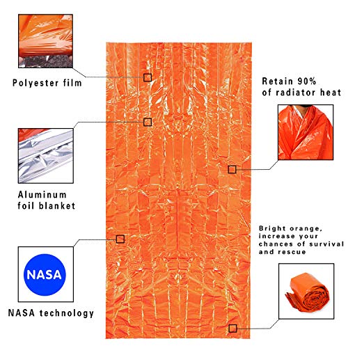 Zmoon 4-Pack Emergency Blankets, Extra Large Thermal Mylar Foil Space Blanket for Hiking, Camping, Marathons, First Aid Kits, Bug Out Bag, Outdoor Survival Gear