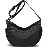 Trendy Small Crescent Bag Nylon Crossbody Bags for Women Lightweight Hobo Luna Bag Multi-Pocket Shoulder Crossbody Purses