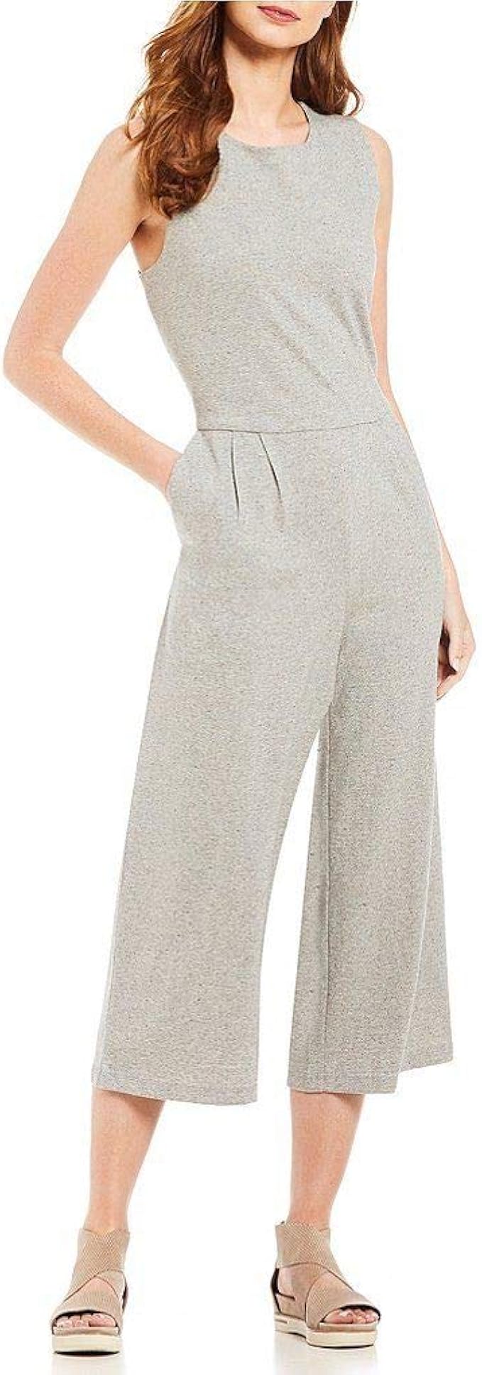 eileen fisher speckled organic cotton jumpsuit