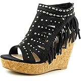 Not Rated Womens Frolic In Fringe Wedge Sandal