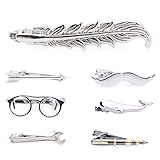 Tangc Men's Vintage Tie Clip Necktie Leaf Glasses Arrow Mustache Tie Clip Bar Clasp