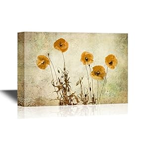 Canvas Wall Art - Yellow Poppies - Gallery Wrap Modern Home Art | Ready to Hang - 12x18 inches