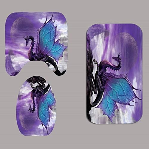 Fashion&Man 16PCS/Set Purple Flying Dragon Shower Curtain Waterproof Cloth Polyester Bath Curtain, Bathroom Rugs Bath Mat Toilet Lid Cover Animal Bathroom Decor, 72"x72", Beautiful Purple Dragon - Image 4
