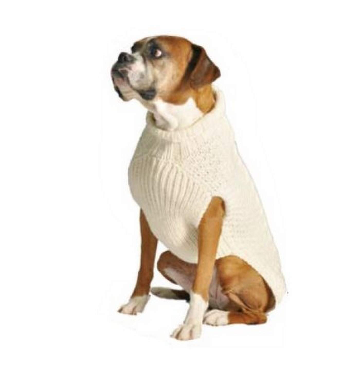 Chilly Dog Cable Sweater, Large, Natural