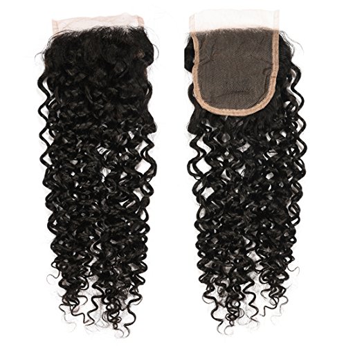 FASHION QUEEN HAIR 4x4 Free Part Lace Closure Brazilian Water Wave Bundles Bundles Virgin Human Hair Lace Closure 130% Density (12 inch)