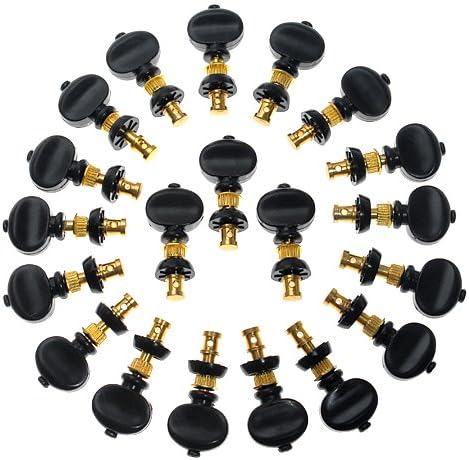 20pcs B-114 Tuning Pegs Tuners Machine Head Pin Set Gold w/ Black Plastic Button for Ukulele Replacement