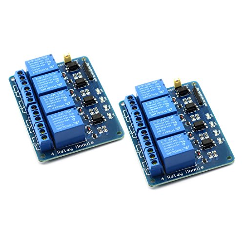 DZS Elec 2Pack 5V 4Channel Relay Module with Optocoupler Active Low Level Amplifier Trigger JD