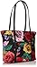 Vera Bradley Women's Cotton Small Trimmed Vera Tote Bag, Havana Rose Black, One Size