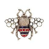 Chidoo Women Rhinestone Honey Bee Brooch Pin (Gold)