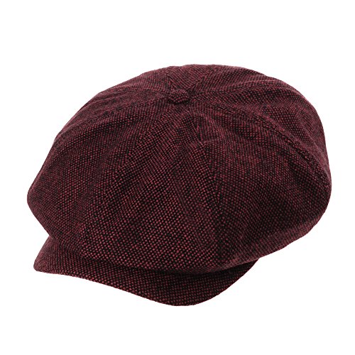 WITHMOONS Newsboy Hat Wool Felt Simple Gatsby Ivy Cap SL3525 (Red)