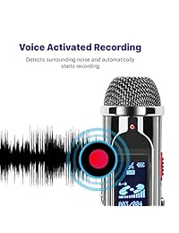 TNP   Grabadora de voz digital con reproducción, Dictáfono activado por voz recargable, micrófono estéreo con reducción de ruido, reproductor de MP3 portátil con grabación de radio FM (8 GB), incluye auriculares y soporte para micrófono