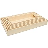 Unfinished Wood Nesting Trays with Handles, Set of 6, for Crafting, Resin, Organizing, DIY Décor, and Montessori Activity, by Woodpeckers