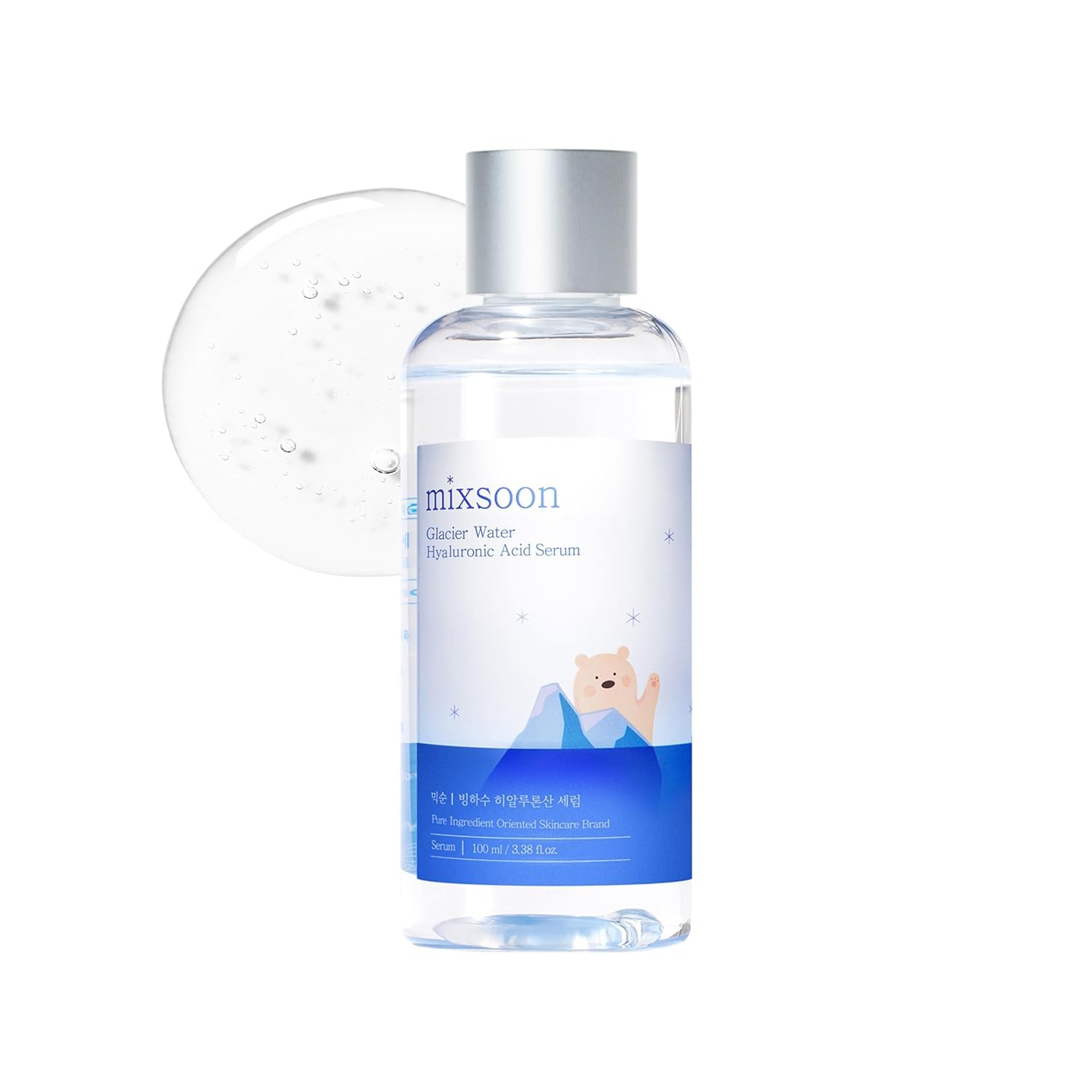 mixsoon Glacier Water Hyaluronic Acid Serum - Multi-Molecular Hyaluronic Acid for Moisture Balance, Cooling Glacial Water for Refined Texture & Radiant Glow, Vegan, 100ml