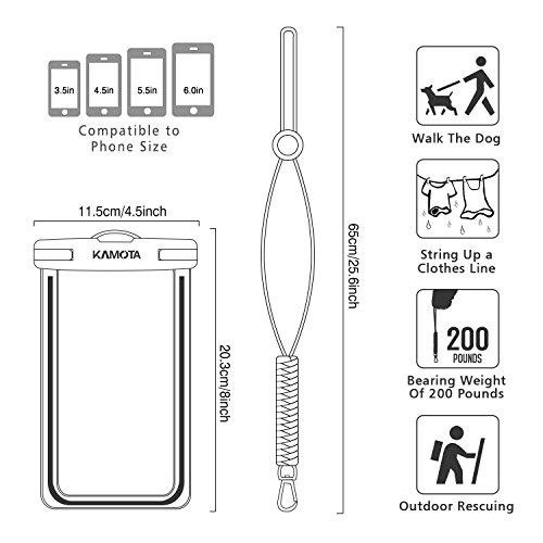 image for KAMOTA Waterproof Case, 3 PACK Glow In The Dark IPX8 Universal Waterpr
