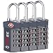 4 Digit TSA Approved Luggage Lock, 4 Pack Gray, Inspection Indicator, Alloy Body