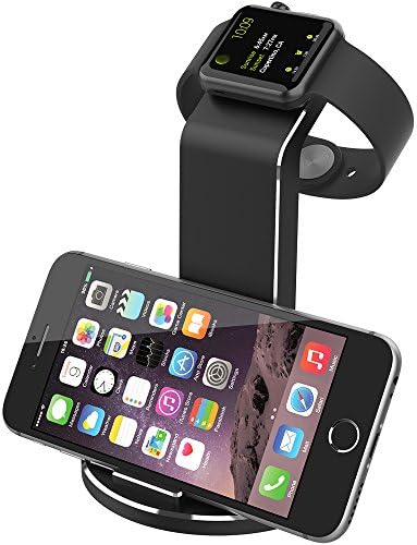 YoFeW Apple Watch Stand, Aluminum Apple Watch Charger Dock Station Metal iWatch Charging Stand Bracket Holder for Apple Watch Series 3/ Series 2/ 1/ iPhone X/ iPhone 8 8 Plus 7 7 Plus 6S iPad Black