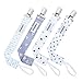 Pacifier Clip by CAMIRUS for Boys and Girls - Unisex 4 Pack Stylish Design - Premium Teething Ring Holder, Perfect Baby Shower Gift Set