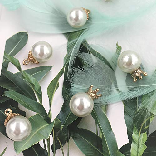 Pearl Charms Pendant, 20pcs Pearls Dangle Charms Pearl Crown Beads Jewelry Making Charms