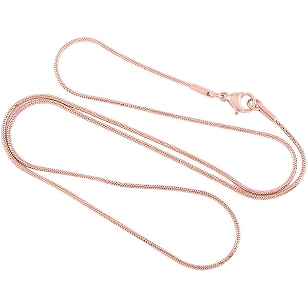 Wishrocks 14K Rose Gold Over Sterling Silver Snake Chain Necklace - 16 Inch, 0.76mm, Italian Crafted - View #12