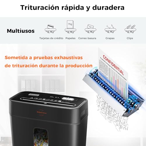 6 Sheet Cross Cut Paper Shredder Paper Card Staple Clips Home Office High Security Jam Proof Yystem P-4 15L Trash Can