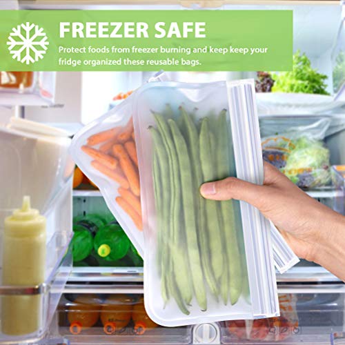 Reusable Storage Bags ( Set of 12)-BPA FREE Silicone Fresh Food Bags, Freezer Bags, Gallon Bags, for Food , Fruits, Vegetable, Snack, Meat, Sandwich