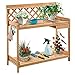 Giantex Potting Bench Garden Potting Benches Outdoor Planting and Gardening Work Station Solid Wood Construction Potting Table with Side Drawer and Rack Shelves 44