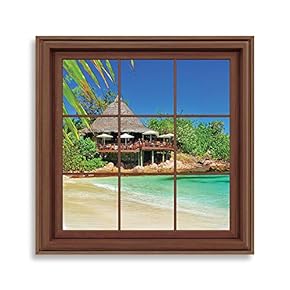 Framed Canvas Home Artwork Decoration View from The Window Canvas Wall Art for Living Room, Bedroom - 16x16 inches