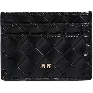JW PEI Women's Woven Texture Card Holder, Black, One Size