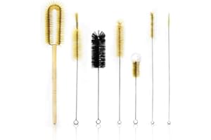 ULAB Scientific Lab Cleaning Brush Set, 7 Sizes, Including Beaker, Buret, Cylinder Brushes & Four Tube Brushes, White Nylon B