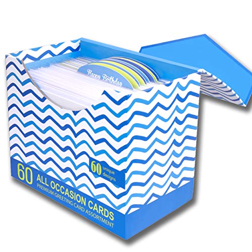 60 Pack Assorted All Occasion Greeting Cards - 60 UNIQUE DESIGN, BIG 5" x 7", Happy Birthday, Get Well, Thank You, Congratulations, Message Inside, Magnetic Bulk Box Set Variety Pack w/Thick Envelope - Thumbnail 4
