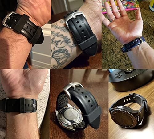 Honbay 4PCS 22mm Rubber Replacement Watch Band Loops Silicone