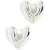 Annika Inez Women's Large Heart Hoops, Silver, One Size