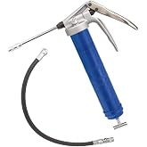 Lincoln 1134 Pistol Grip Grease Gun with 18" Whip Flex Hose and Coupler, 6" Rigid Extension, 7,500 PSI, Premium Dual Lip Follower, Variable Stroke, Jam-proof Toggle, Filler Air Bleeder Combo