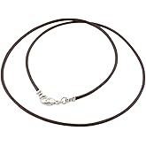 DragonWeave Sterling Silver 1.8mm Fine Brown Leather Cord Necklace