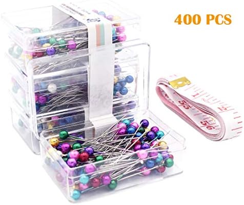Hanycon400 Pcs Assorted Color Straight Pins 1.5" Pearlized Ball Head for Sewing Quilting and Craft Decoration