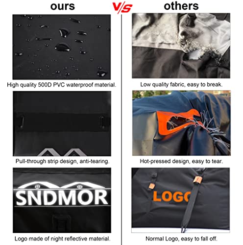 SNDMOR Roof Bag, 425L/15 Cubic Feet Waterproof Roof Luggage Suitable for All Vehicles with/Without Luggage Rack, Includes Non-Slip Mat + 4 Reinforcement Straps (Black)