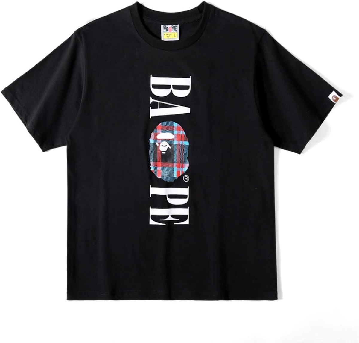 Big Mouth Shark Ape Bape Camo Casual T Shirt Tees Unisex with Round Neck Short Sleeve t-6black L