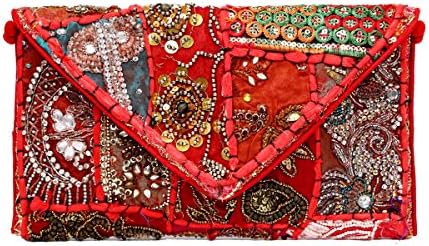 Brazeal Studio Women's Ethnic Embroidered Envelope Foldover Clutch