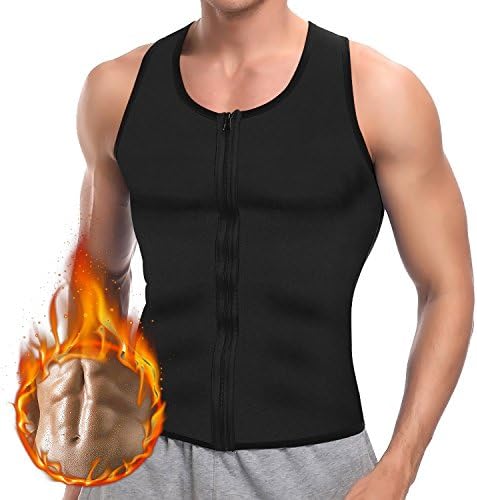 CAIPUDAN Men Sweat Waist Trainer for Weight Loss Zipper Hot Neoprene Workout Tank Top Vest Shirt Body Shaper Gym Sauna Corset Compression