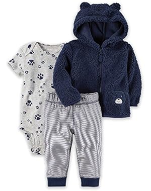 Newborn 3-Piece Bear Little Jacket Set In Navy