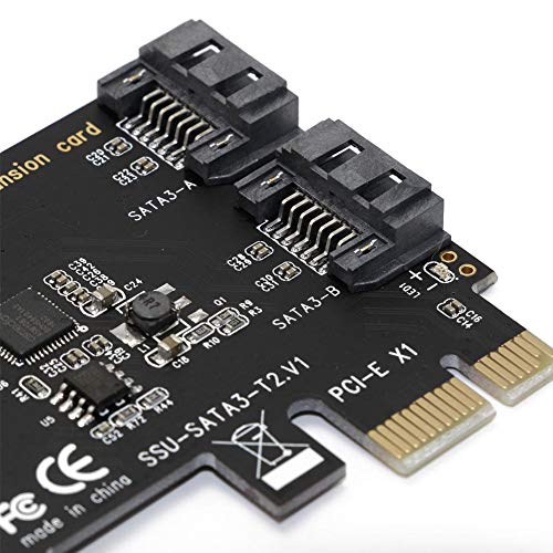 Per PCI Express SATA 3.0 Controller Card 2 Port PCIe to SATA III 6GB/s Internal Adapter Converter for Desktop PC,PCI-E to SATA 3.0 Disk Array Card Hard Drive Expansion Card