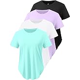 Cosy Pyro 4-Pack Workout Tops for Women UPF 50+ Yoga Shirts Short Sleeve Athletic T-Shirts Quick Dry Running Gym Tee