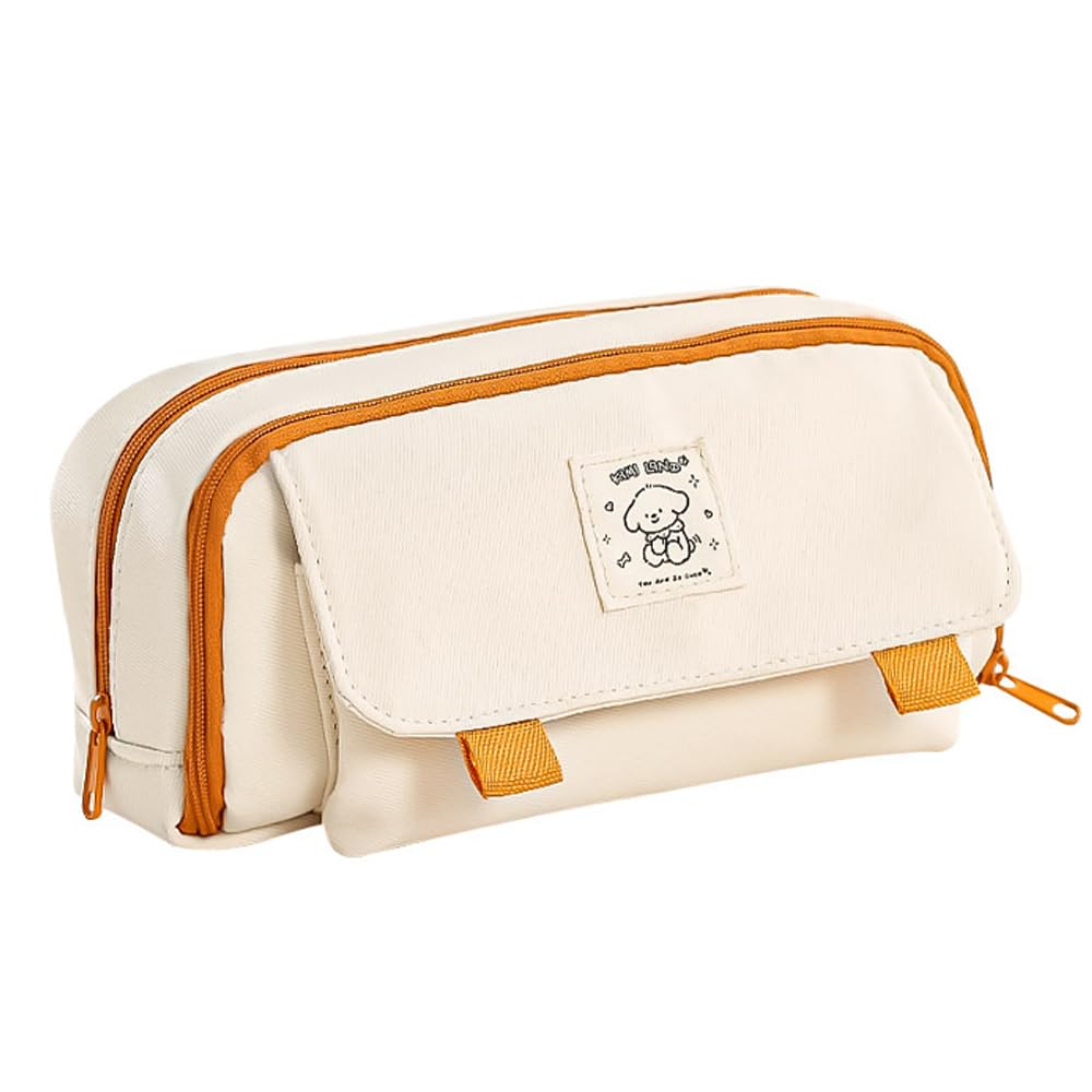 Taasmoog Large Capacity Pencil Case, Big Pencil Case with Double Zippers, 3 Compartments, Unisex, Blue, Purple