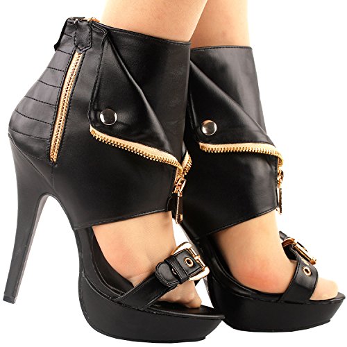SHOW-STORY-Punk-Stud-Buckle-High-Heels-Stilettos-Pumps-with-Zipper-Bootie-SandalLF30103