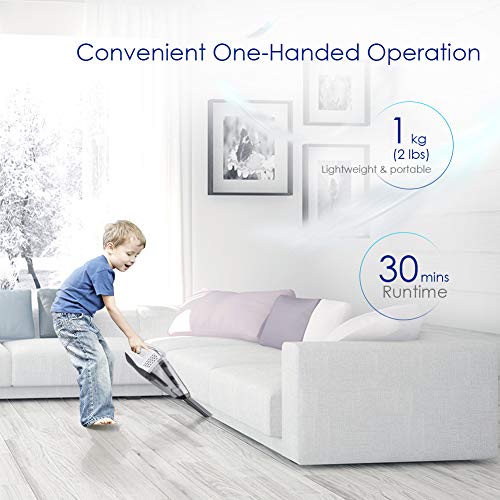 NOVETE Handheld Vacuum Cordless 7kPa Powerful Suction Rechargeable Hand Vac, Removable Battery Up to 30 Minutes of Use, Portable & Lightweight, for Home Car Pet Hair Cleaning