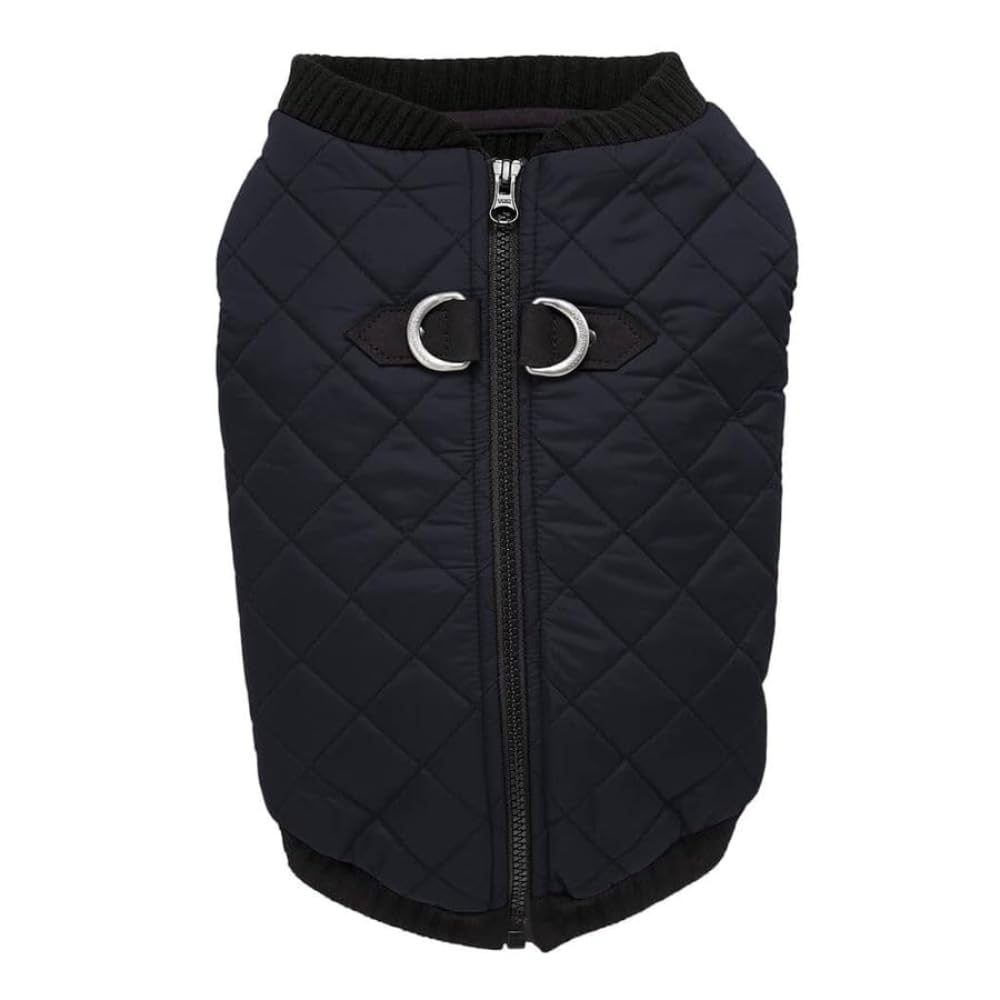 Gooby Fashion Zip Up Dog Bomber Vest - Black, Small - Warm, Water Resistant - Boy or Medium Dogs