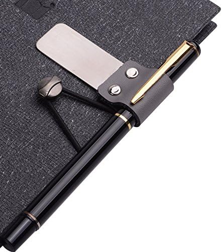 ONLVAN 3PCS Real Leather Pen Loop Traveler Notebook Pen Holder with Stainless Steel Clip (Black) (Sliver Gray)